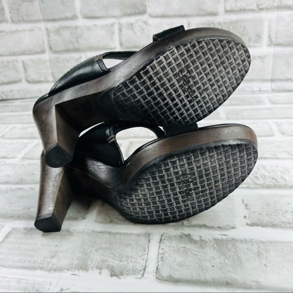 Cole Haan Skylar Women’s Size 7 Wooden Heel Black Leather Slide Sandal - Picture 4 of 9